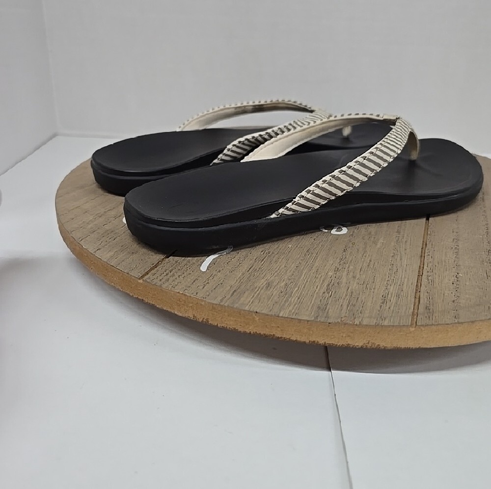Olukai Ho’Opio Women’s Flip Flops  Bone Stripe Wimens Size 11 - Picture 6 of 15